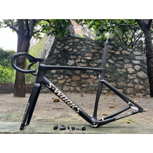 Carbon Fiber Road Bicycle Frame S Works Tarmac SL Frameset Disc Brake Black With Chrome